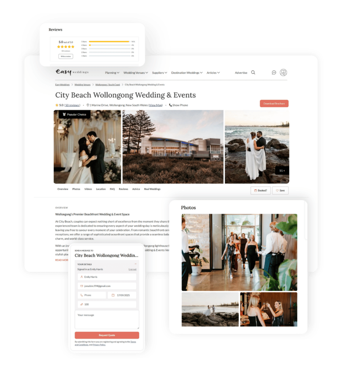 Easy Weddings venue profile mockup